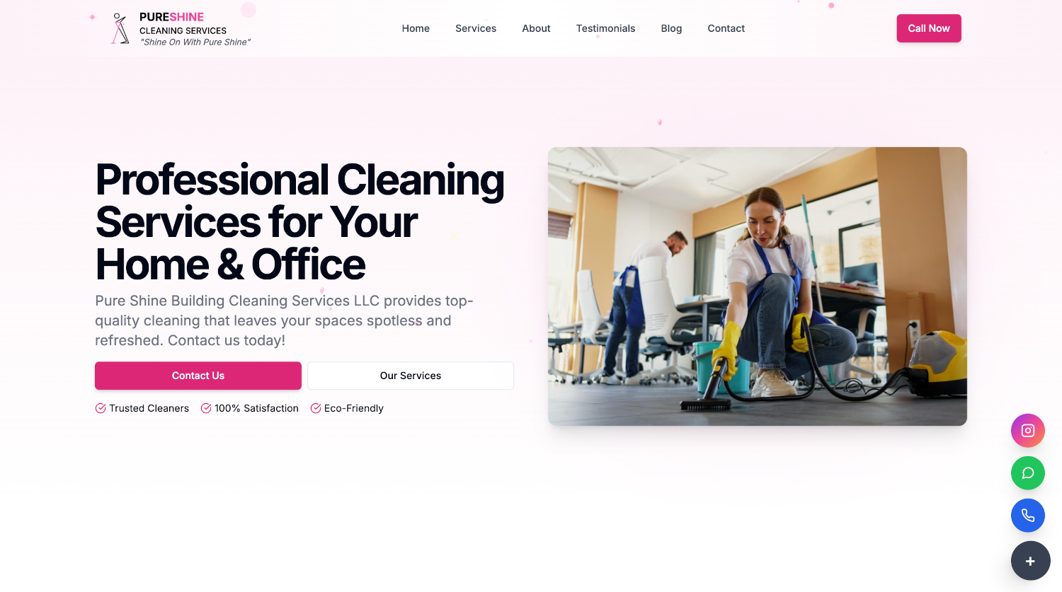 Pure Shine Cleaning website preview
